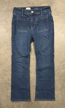 Pilcro Women’s 26 Mid Rise Straight Leg Patch Pocket Jeans Blue Denim